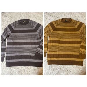 Bundle 2 Weekendz off raglan crew neck stripe Pullover sweatshirt L